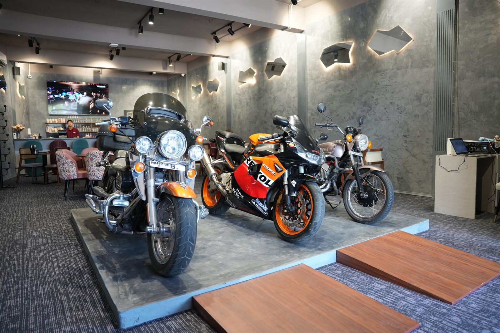 EBD Café dining area with warm accent lighting